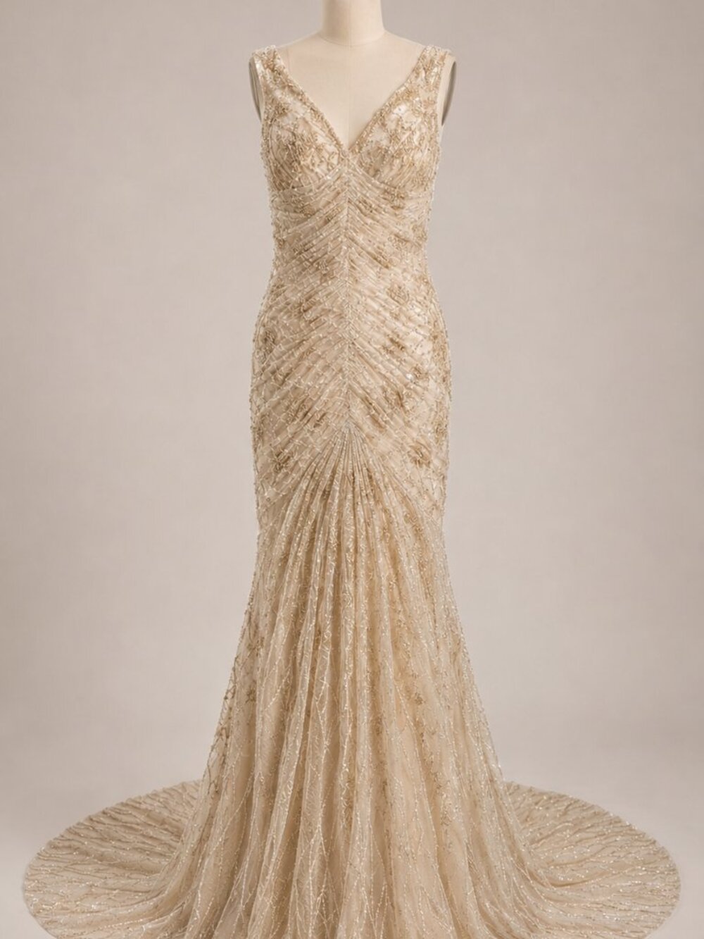 👸👑Stunning Bridal Designer Wedding Evening Party Prom Runway Beaded Gown Dress